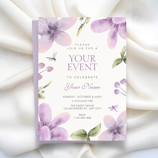 Purple floral bloom  invitation (Creator Uploaded)