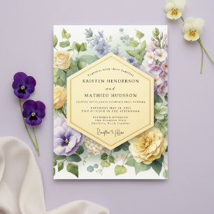 Purple Floral Bloom Wedding Invitation