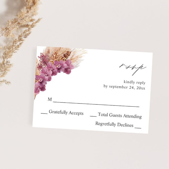 Purple Floral Boho no Meal RSVP Card (Creator Uploaded)