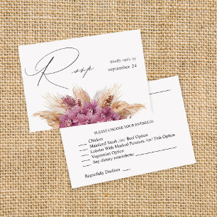 Purple Floral Boho w Meal RSVP Card