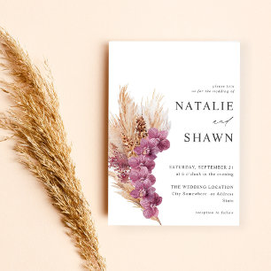 Purple Floral Boho Wedding Invitation