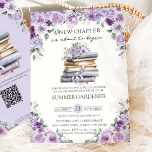 Purple Floral Books New Chapter Bridal Shower Invitation