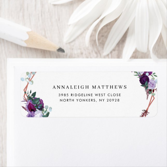 Purple Floral Botanical Return Address Label (Insitu)
