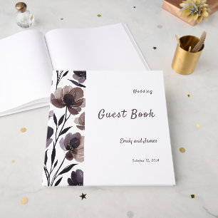 Purple Floral Botanical Wedding Guest Book