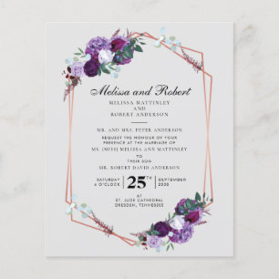 Purple Floral Botanical Wedding Invitation