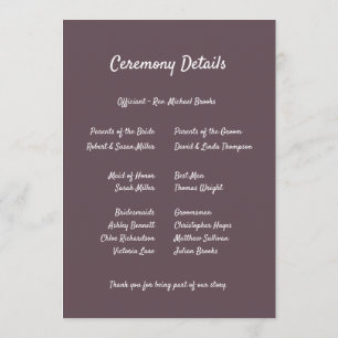 Purple Floral Botanical Wedding Program
