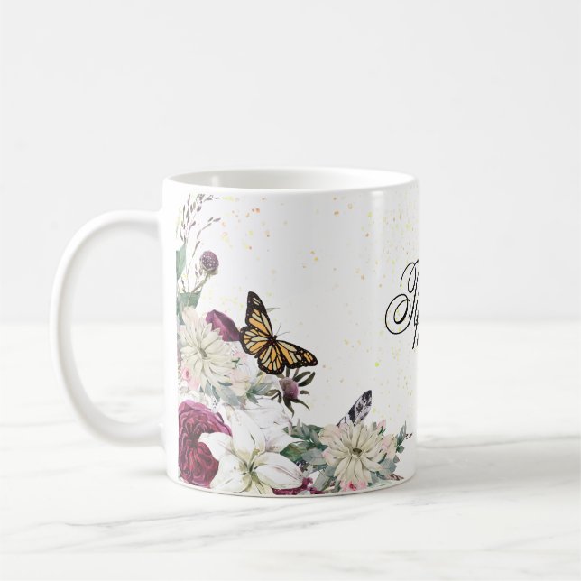purple Floral bouquet  Coffee Mug (Left)