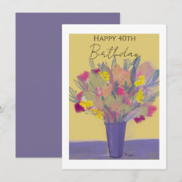 Purple Floral Bouquet Custom Year Birthday