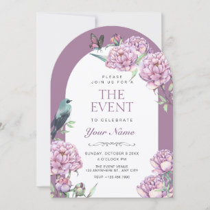 Purple floral branch  invitation