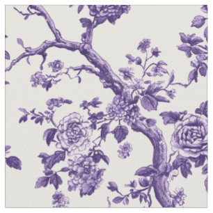 Purple Floral Branch Repeat Fabric