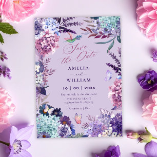 Purple floral branch  save the date
