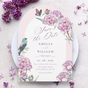 Purple floral branch save the date