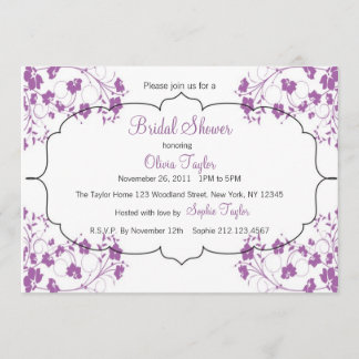Purple Floral Bridal Invitation