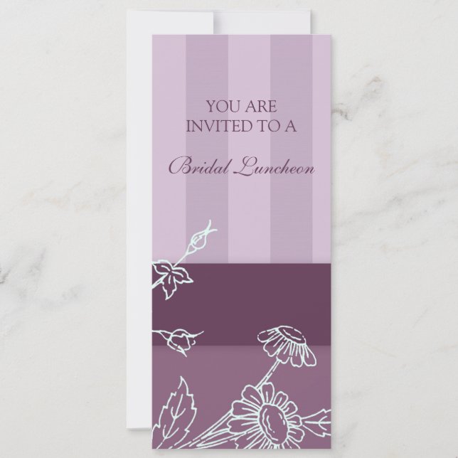 Purple Floral Bridal Luncheon Invitation Cards (Front)