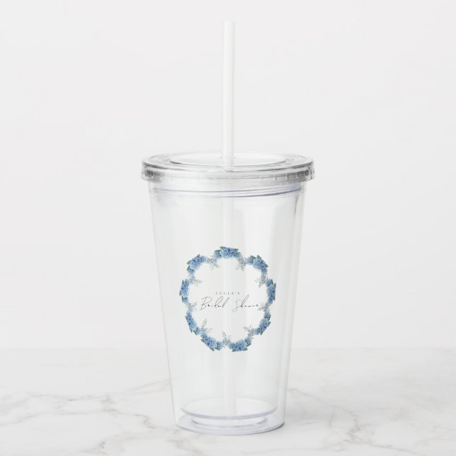 Purple Floral Bridal Shower Acrylic Tumbler (Front)