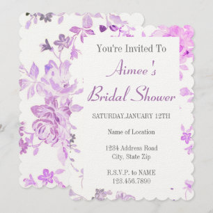 Purple Floral Bridal Shower Invitation