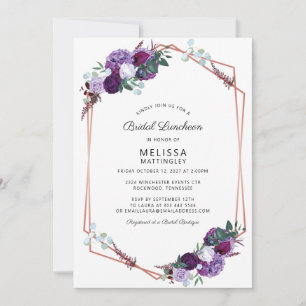 Purple Floral Bridal Shower Luncheon Invitation
