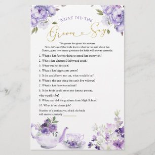 Purple Floral Bridal Shower Tea What Groom Say