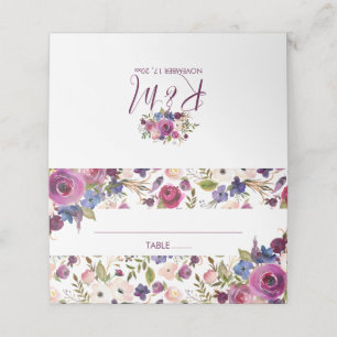 Purple Floral Bridal Shower/Wedding Place Card