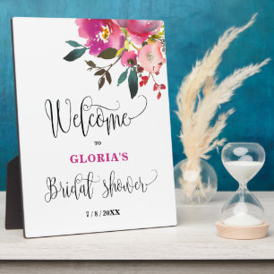 Purple Floral Bridal Shower Welcome Plaque