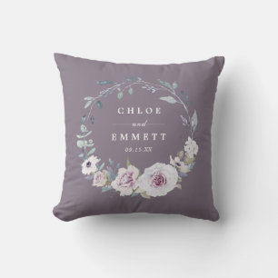 Purple Floral Bridal Wedding Couple Cushion