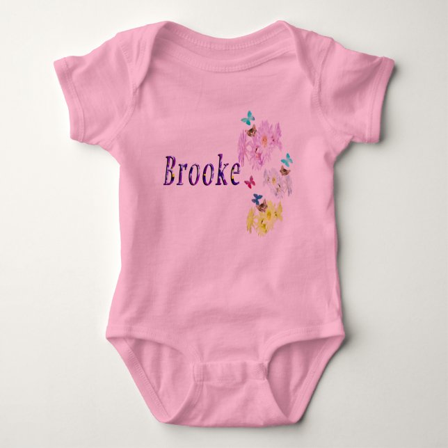 Purple Floral Brooke Name Logo, Baby Bodysuit (Front)