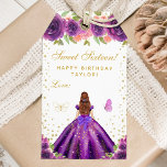 Purple Floral Brown Hair Princess Sweet Sixteen Gift Tags<br><div class="desc">This elegant and glamourous sweet sixteen birthday gift tag can be personalised with a name. The design features a beautiful princess with brown red hair and fair skin in a dark purple ball gown. The text combines handwritten script and modern sans serif fonts for a classy and sophisticated look. The...</div>