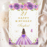 Purple Floral Brunette Hair Girl Happy Birthday Card<br><div class="desc">This elegant and glamourous birthday card can be personalised with a name or title such as daughter, granddaughter, niece, friend etc. The design features a beautiful princess with brunette hair and fair skin in a purple ball gown. The text combines handwritten script and modern sans serif fonts for a classy...</div>