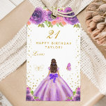 Purple Floral Brunette Hair Girl Happy Birthday Gift Tags<br><div class="desc">This elegant and glamourous happy birthday gift tag can be personalised with a name. The design features a beautiful princess with brunette hair and fair skin in a purple ball gown. The text combines handwritten script and modern sans serif fonts for a classy and sophisticated look. The floral arrangements, butterflies...</div>