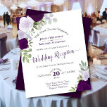 Purple Floral Budget Wedding Reception Invitation<br><div class="desc">These beautiful wedding reception invitations are designed for guests who are invited to the reception only, and not the marriage ceremony. The elegant design features hand painted watercolor roses in shades of purple, lavender, and plum, with a bevy of garden leaves and greenery. The typography features fancy script calligraphy, and...</div>