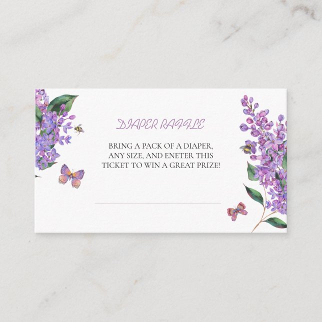Purple floral butterfly baby shower enclosure card (Front)