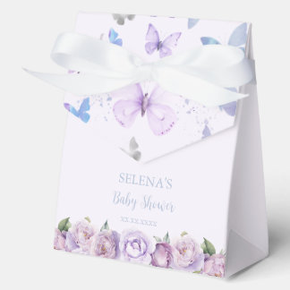 Purple Floral Butterfly Baby Shower Thank You Favour Box