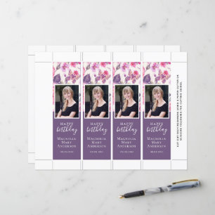 Purple Floral Butterfly Birthday Bookmark Template