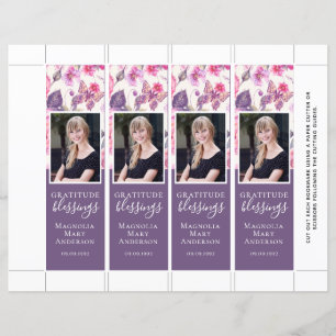 Purple Floral Butterfly Birthday Bookmark Template