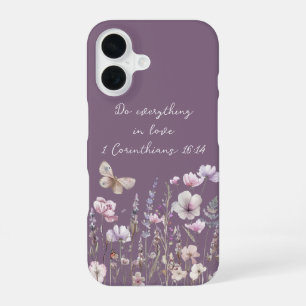 Purple Floral Butterfly iPhone 16 Case