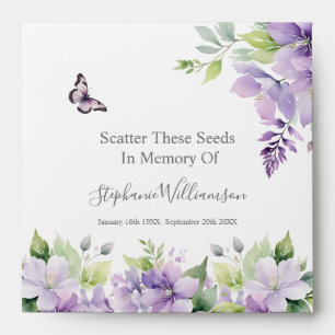Purple Floral Butterfly Scatter Seeds in Memory  Envelope