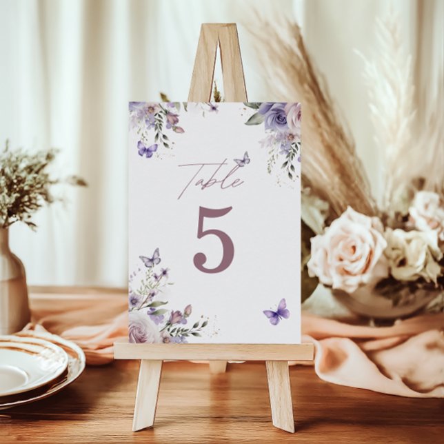 Purple Floral | Butterfly Table Number (Creator Uploaded)