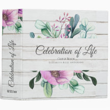 Purple Floral Celebration of Life Guest Book
