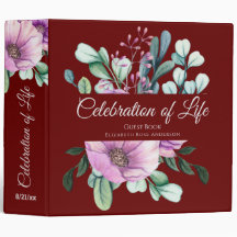 Purple Floral Celebration of Life Guest Book