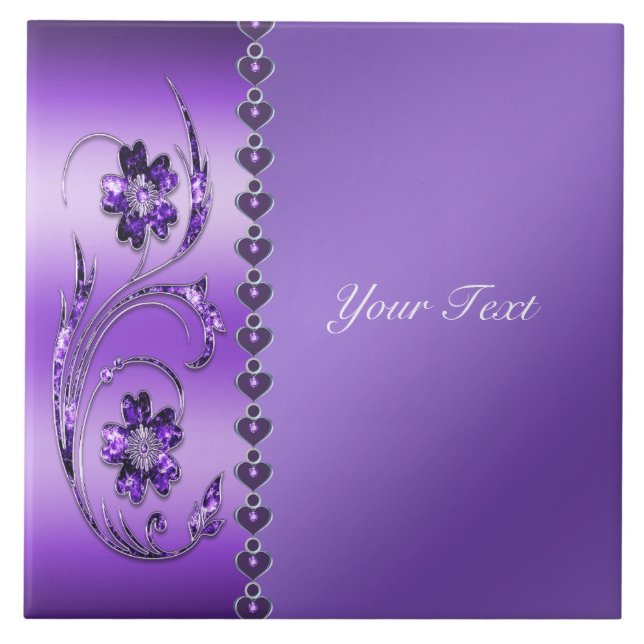 Purple Floral Ceramic Tile (Front)