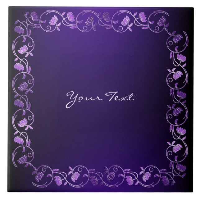 Purple Floral Ceramic Tile (Front)