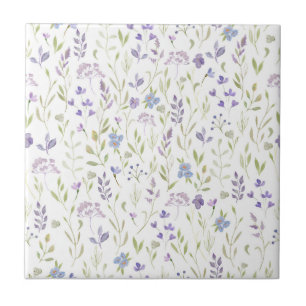 Purple Floral Ceramic Tile
