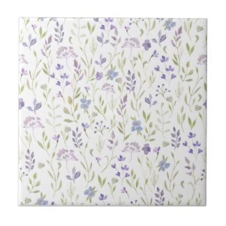 Purple Floral Ceramic Tile