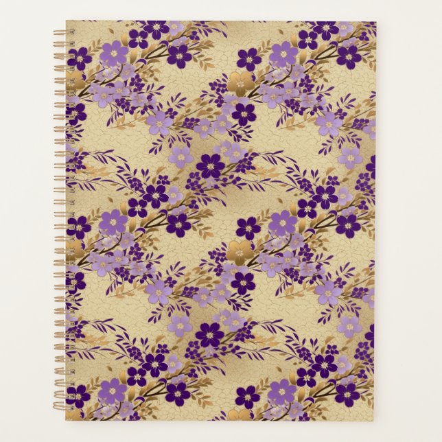 Purple Floral Chiyogami Planner (Front)