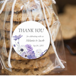 Purple Floral Classic Round Sticker