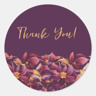 Purple Floral- Classic Round Sticker