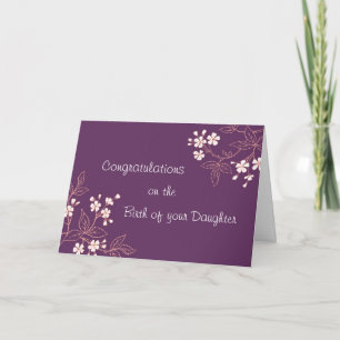 Purple Floral Congratulations New Baby Girl Card