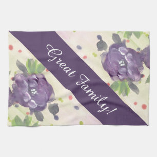 Purple floral cotton Tea Towel