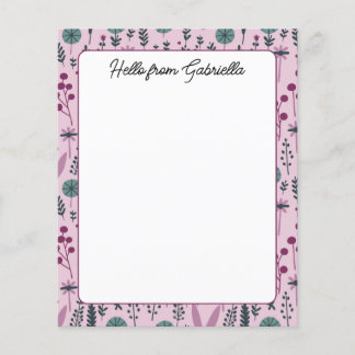 Purple Floral Custom Stationery Paper
