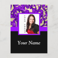 Purple floral damask photo template